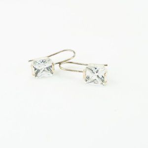 Large Clear Crystal Square Cut Dangle Earrings